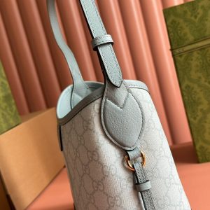 Gucci Ophidia 23cm Bag Gray Blue Canvas Leather 239917