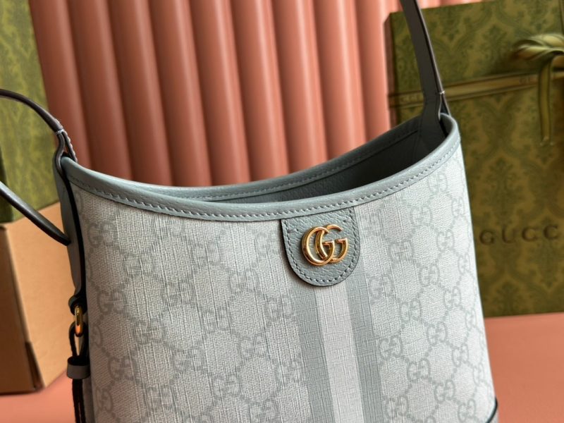 Gucci Ophidia 23cm Bag Gray Blue Canvas Leather 239917