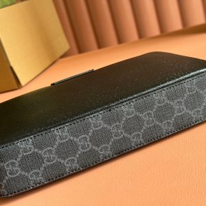 SMALL CROSSBODY BAG 24 WITH TAG IN BLACK CALFSKIN AND CANVAS TRIM