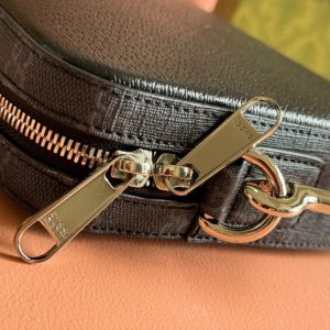 SMALL CROSSBODY BAG 24 WITH TAG IN BLACK CALFSKIN AND CANVAS TRIM