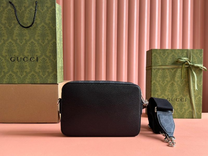 SMALL CROSSBODY BAG 24 WITH TAG IN BLACK CALFSKIN AND CANVAS TRIM