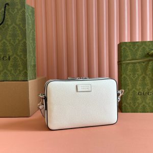 img_89648692_20240628_i1719577697_3000_0_jpg SMALL CROSSBODY BAG 24 WITH TAG IN WHITE CALFSKIN AND CANVAS TRIM