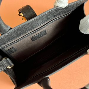 JACKIE SMALL TOTE BAG 24 IN BLACK CALFSKIN GOLD HARDWARE