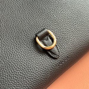 JACKIE SMALL TOTE BAG 24 IN BLACK CALFSKIN GOLD HARDWARE