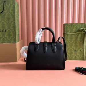 JACKIE SMALL TOTE BAG 24 IN BLACK CALFSKIN GOLD HARDWARE