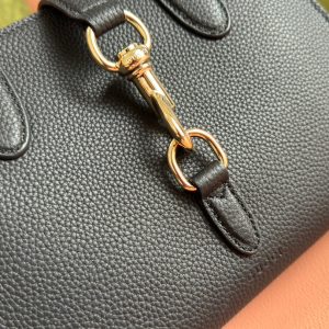 JACKIE SMALL TOTE BAG 24 IN BLACK CALFSKIN GOLD HARDWARE