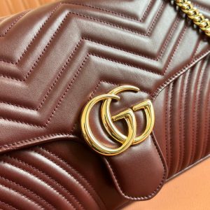 MARMONT SHOULDER BAG 40 IN WINE RED CALFSKIN GOLD CHAIN