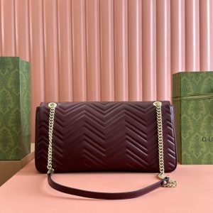 MARMONT SHOULDER BAG 40 IN WINE RED CALFSKIN GOLD CHAIN