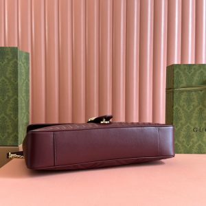 MARMONT SHOULDER BAG 40 IN WINE RED CALFSKIN GOLD CHAIN