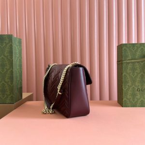 MARMONT SHOULDER BAG 40 IN WINE RED CALFSKIN GOLD CHAIN