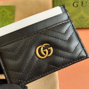 MARMONT QUILTED CARD HOLDER 10 IN BLACK CALFSKIN