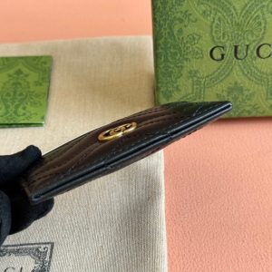 MARMONT QUILTED CARD HOLDER 10 IN BLACK CALFSKIN