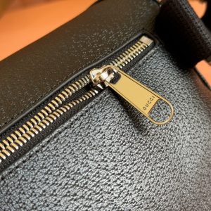 SMALL BELT BAG 29 IN BLACK CALFSKIN AND DARK GRAY MONOGRAM CANVAS