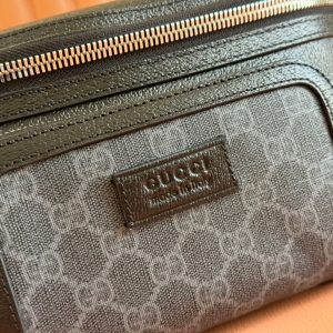 SMALL BELT BAG 29 IN BLACK CALFSKIN AND DARK GRAY MONOGRAM CANVAS