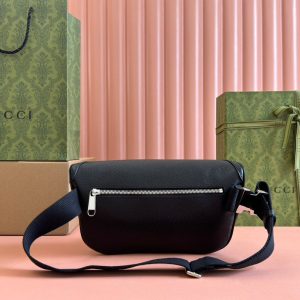 SMALL BELT BAG 29 IN BLACK CALFSKIN AND DARK GRAY MONOGRAM CANVAS