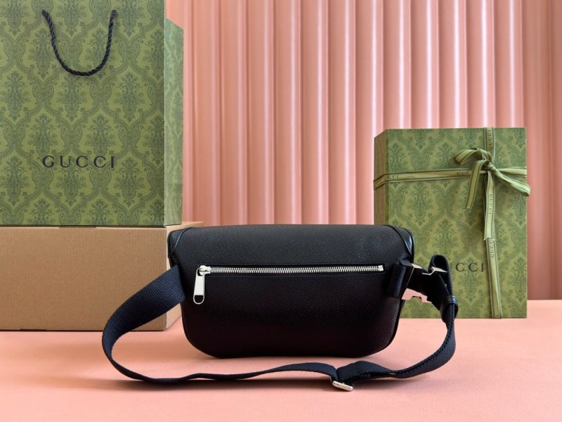 SMALL BELT BAG 29 IN BLACK CALFSKIN AND DARK GRAY MONOGRAM CANVAS