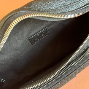 SMALL BELT BAG 29 IN BLACK CALFSKIN AND DARK GRAY MONOGRAM CANVAS