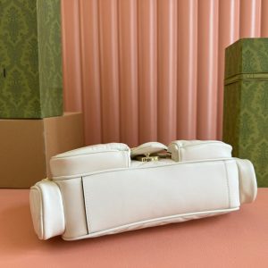 MARMONT SMALL MULTI-POCKET BAG 25 IN WHITE CALFSKIN GOLD HARDWARE