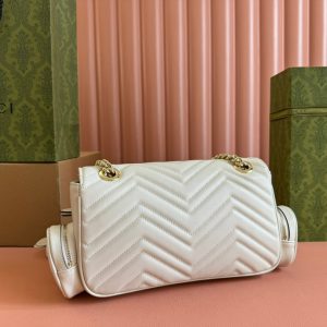 MARMONT SMALL MULTI-POCKET BAG 25 IN WHITE CALFSKIN GOLD HARDWARE