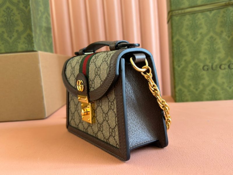 Gucci Ophidia 17.5cm Bag Ebony Brown Canvas Leather 248489