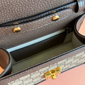 Gucci Ophidia 17.5cm Bag Ebony Brown Canvas Leather 248489