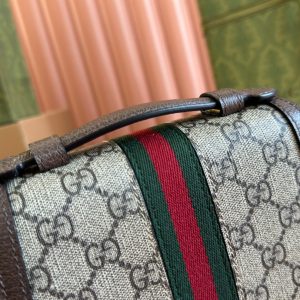 Gucci Ophidia 17.5cm Bag Ebony Brown Canvas Leather 248489