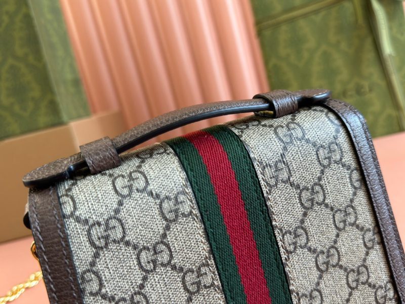 Gucci Ophidia 17.5cm Bag Ebony Brown Canvas Leather 248489