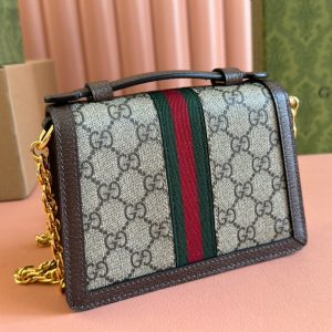 Gucci Ophidia 17.5cm Bag Ebony Brown Canvas Leather 248489