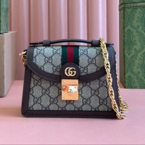 img_89648692_20240723_i1721730090_5359_0_jpg Gucci Ophidia 17.5cm Bag Ebony Brown Canvas Leather 248489
