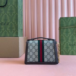Gucci Ophidia 17.5cm Bag Ebony Brown Canvas Leather 248489