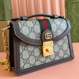 Gucci Ophidia 17.5cm Bag Ebony Brown Canvas Leather 248489