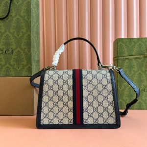 Gucci Ophidia 25cm Bag Ebony Black Canvas Leather 248493