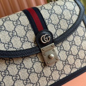 Gucci Ophidia 25cm Bag Ebony Black Canvas Leather 248493