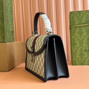 Gucci Ophidia 25cm Bag Ebony Black Canvas Leather 248493
