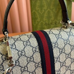 Gucci Ophidia 25cm Bag Ebony Black Canvas Leather 248493