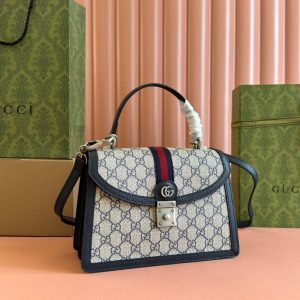 Gucci Ophidia 25cm Bag Ebony Black Canvas Leather 248493
