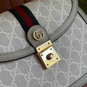 Gucci Ophidia 25cm Bag Beige White Canvas Leather 248494