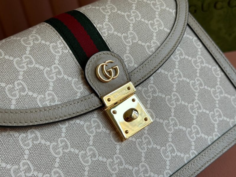 Gucci Ophidia 25cm Bag Beige White Canvas Leather 248494