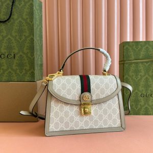 Gucci Ophidia 25cm Bag Beige White Canvas Leather 248494