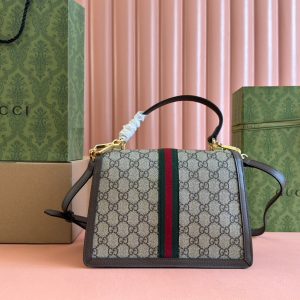 Gucci Ophidia 25cm Bag Ebony Brown Canvas Leather 248495