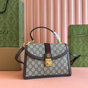Gucci Ophidia 25cm Bag Ebony Brown Canvas Leather 248495