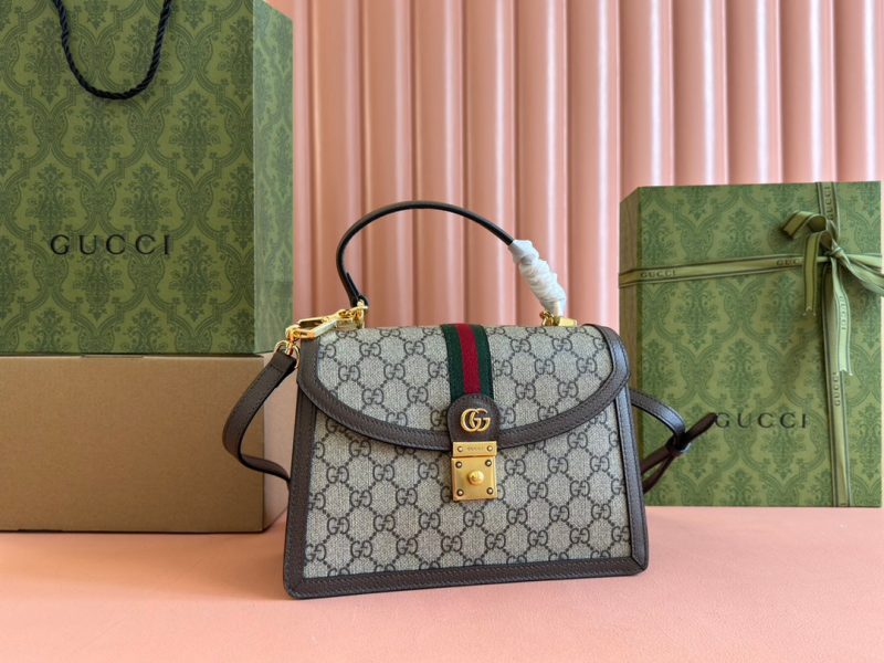 Gucci Ophidia 25cm Bag Ebony Brown Canvas Leather 248495