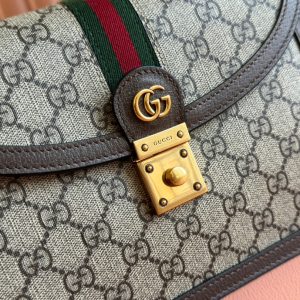 Gucci Ophidia 25cm Bag Ebony Brown Canvas Leather 248495