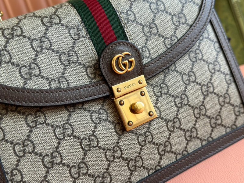 Gucci Ophidia 25cm Bag Ebony Brown Canvas Leather 248495