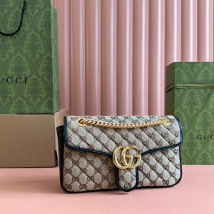 Gucci Marmont Bag 26 Beige mix Brown Canvas 240072