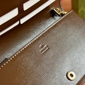 HORSEBIT 1955 WALLET IN BEIGE EBONY CANVAS MIX BROWN CALFSKIN GOLD CHAIN