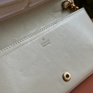 HORSEBIT 1955 WALLET IN BEIGE EBONY CANVAS MIX WHITE CALFSKIN GOLD CHAIN