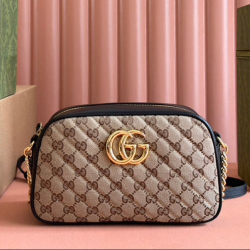 Gucci Marmont Bag 24 Beige mix Brown Canvas 240076