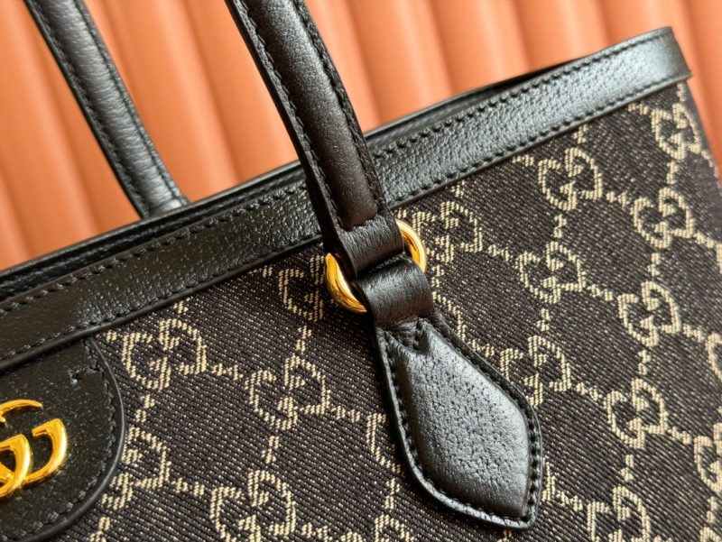 Gucci Ophidia 38cm Bag Black Leather Canvas 244459