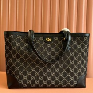 Gucci Ophidia 38cm Bag Black Leather Canvas 244459
